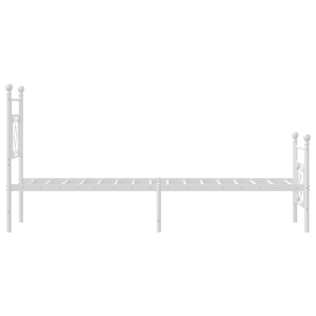 Cadre de lit métal sans matelas avec pied de lit blanc 80x200cm - XIOS