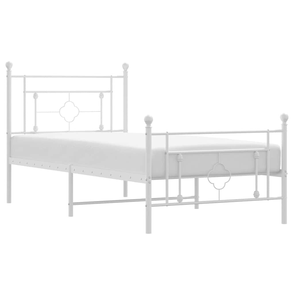 Cadre de lit métal sans matelas et pied de lit blanc 100x200 cm - XIOS