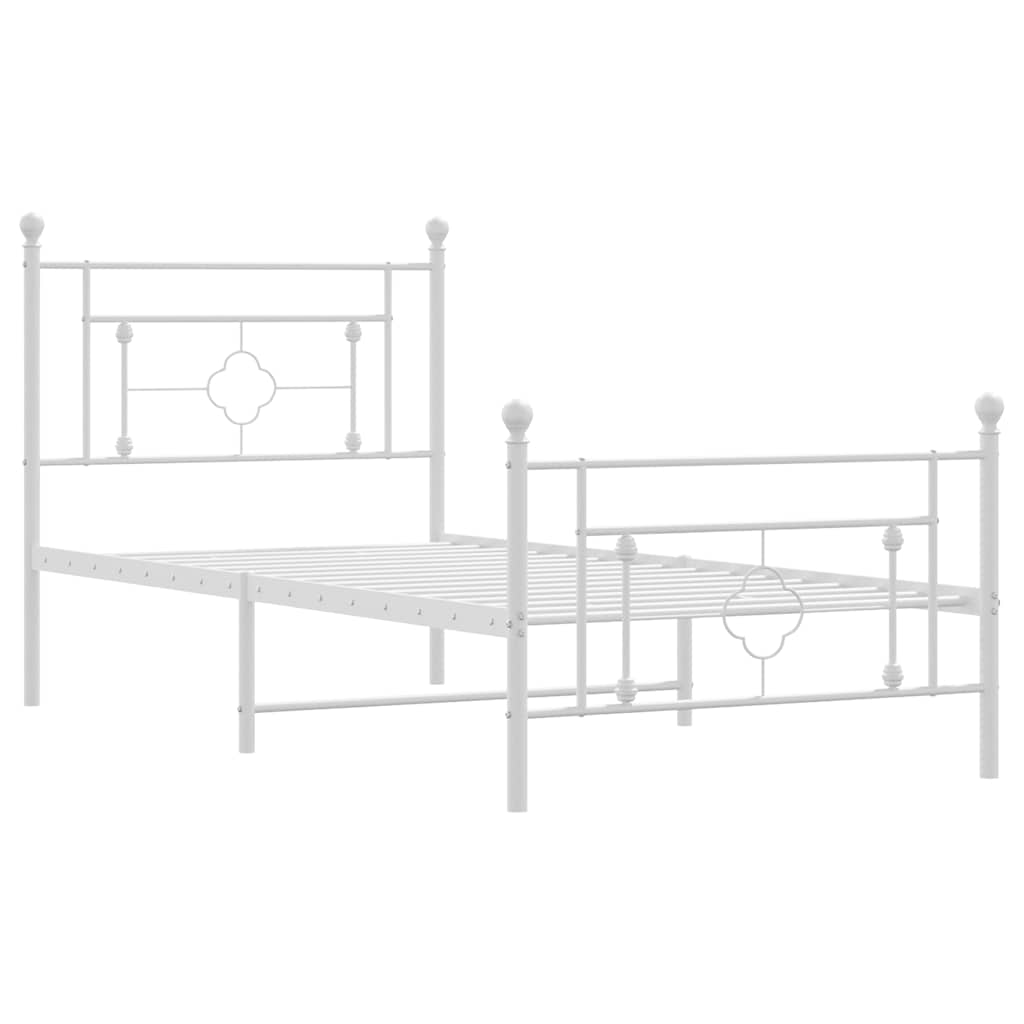 Cadre de lit métal sans matelas et pied de lit blanc 100x200 cm - XIOS