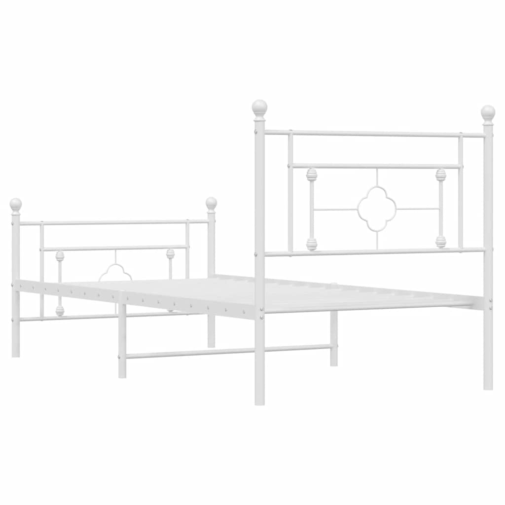 Cadre de lit métal sans matelas et pied de lit blanc 100x200 cm - XIOS