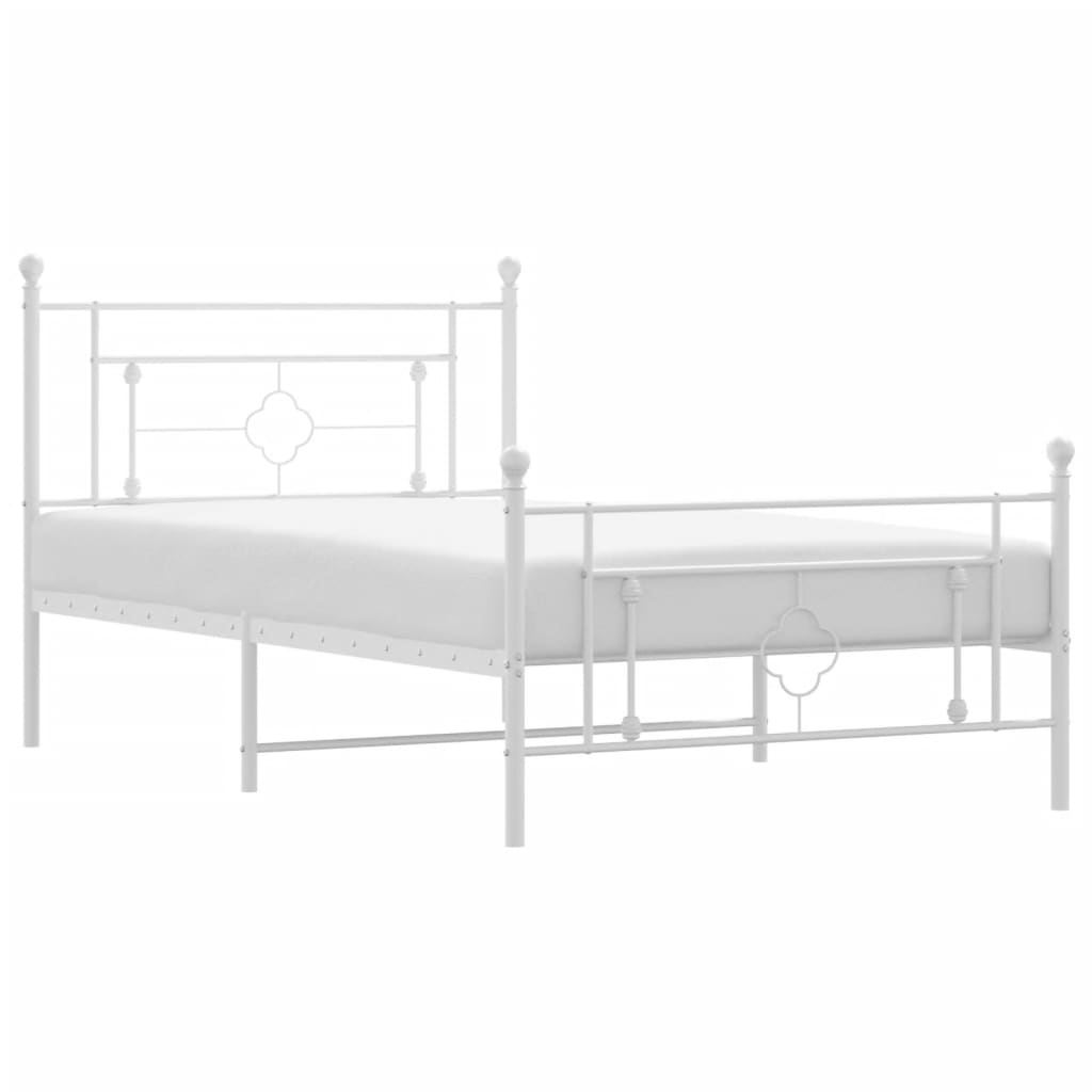 Cadre de lit métal sans matelas et pied de lit blanc 107x203 cm - XIOS