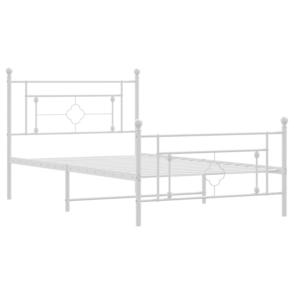 Cadre de lit métal sans matelas et pied de lit blanc 107x203 cm - XIOS