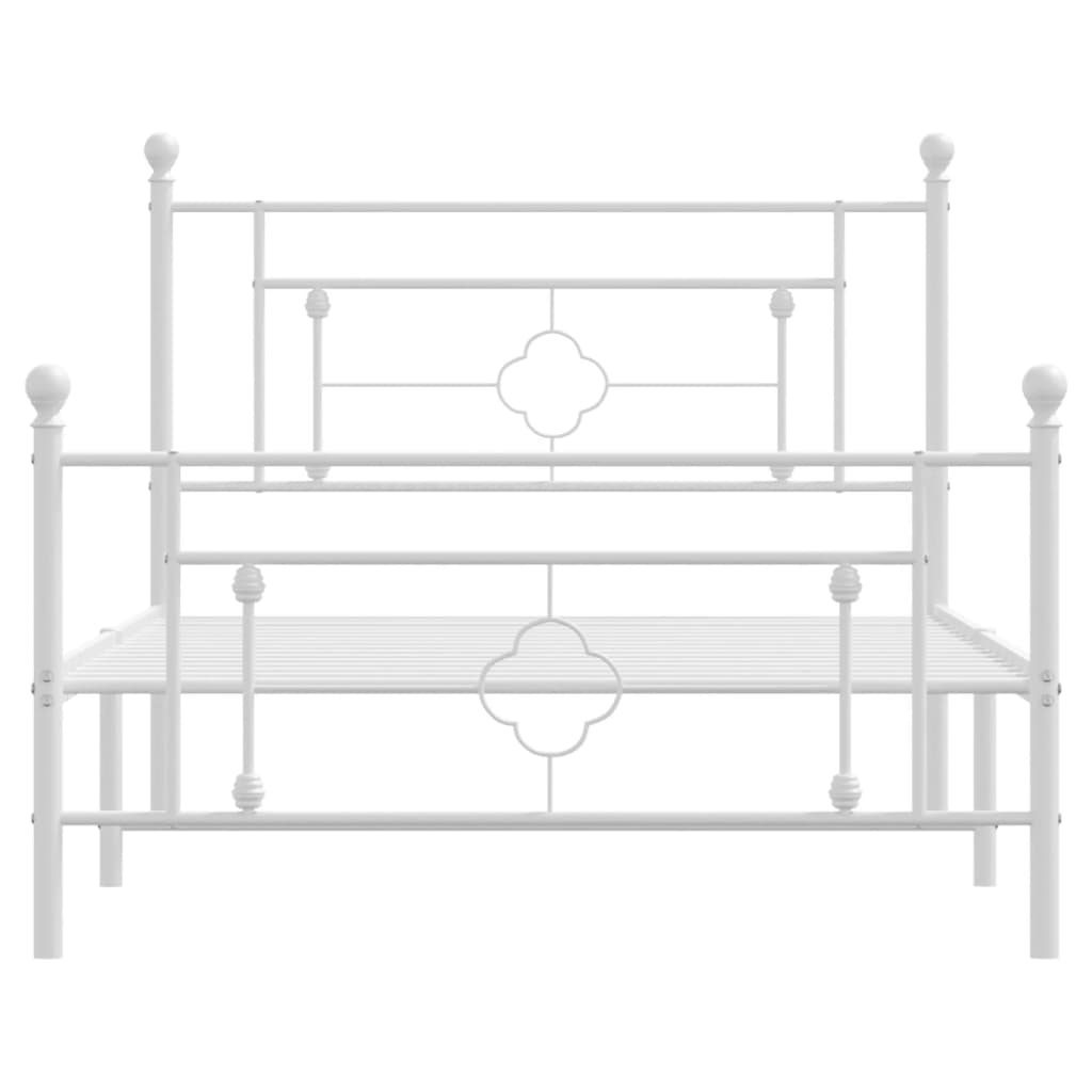 Cadre de lit métal sans matelas et pied de lit blanc 107x203 cm - XIOS