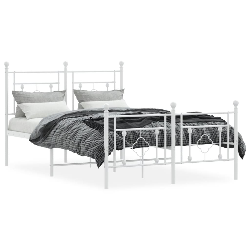Cadre de lit métal sans matelas et pied de lit blanc 120x190 cm - XIOS