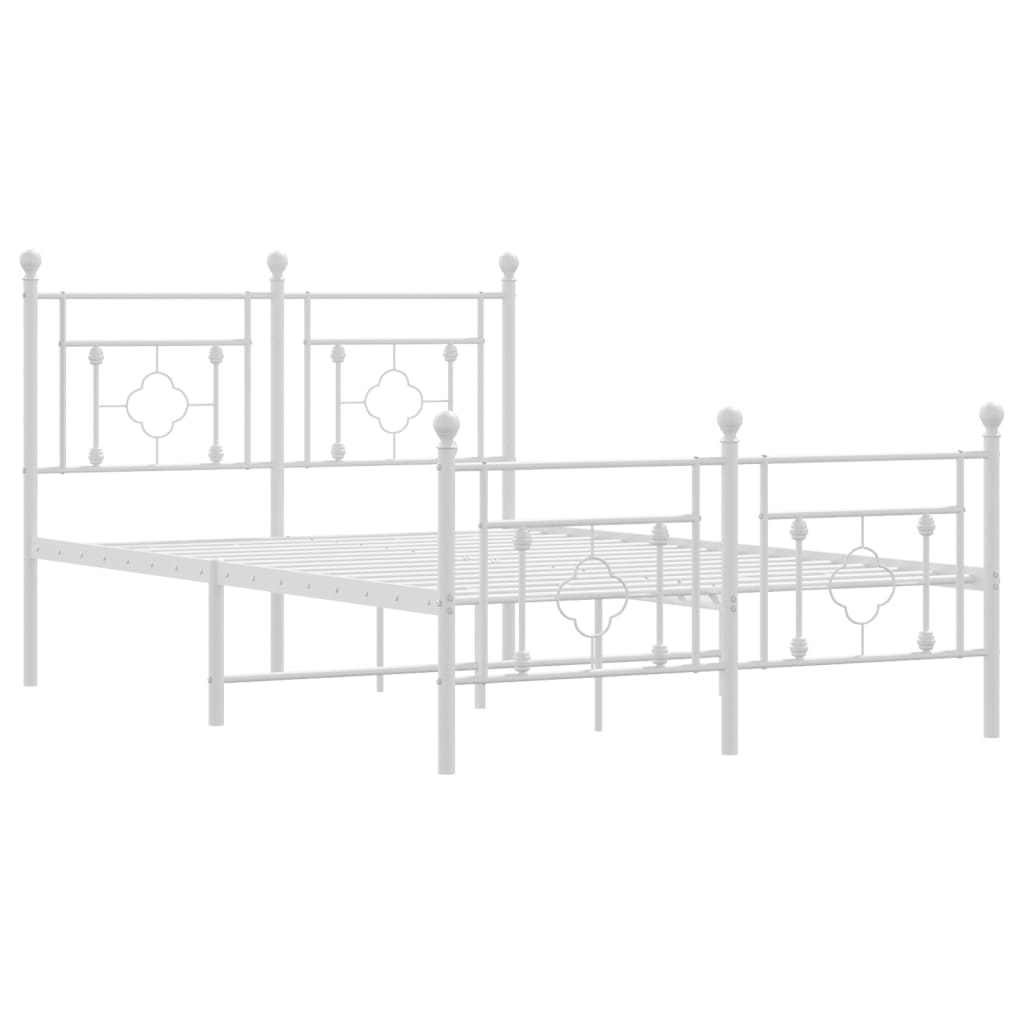 Cadre de lit métal sans matelas et pied de lit blanc 120x190 cm - XIOS