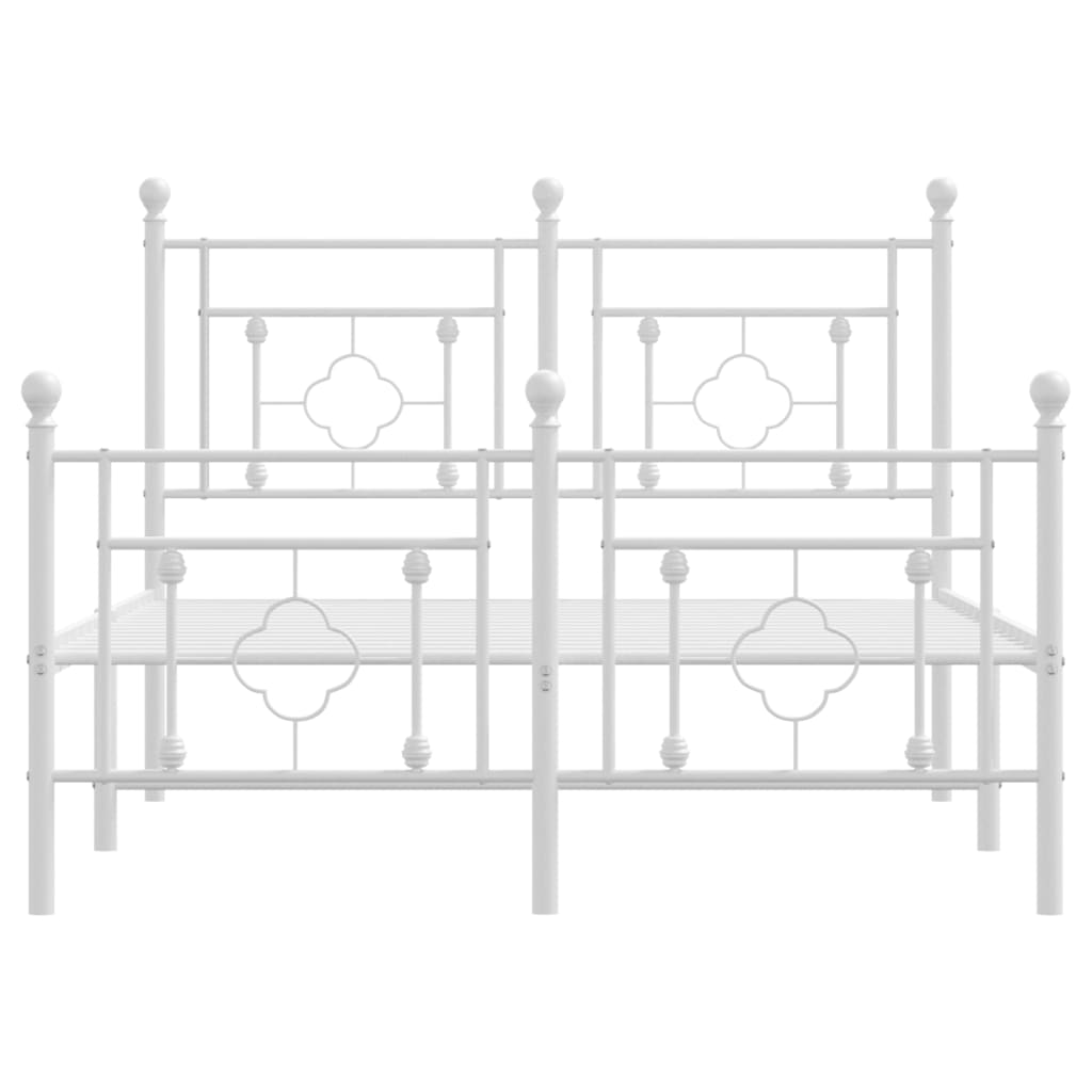 Cadre de lit métal sans matelas et pied de lit blanc 120x190 cm - XIOS