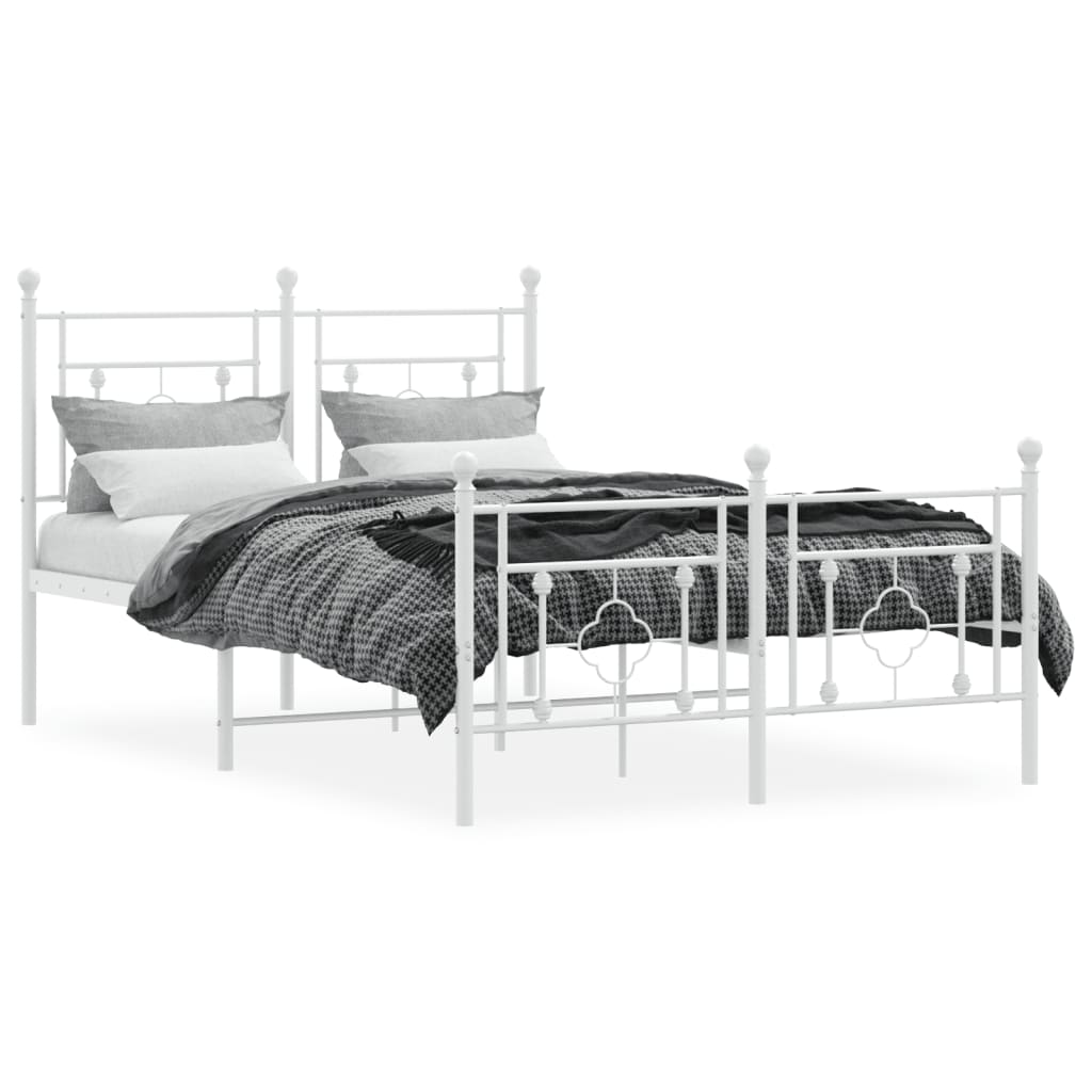 Cadre de lit métal sans matelas et pied de lit blanc 120x200 cm - XIOS