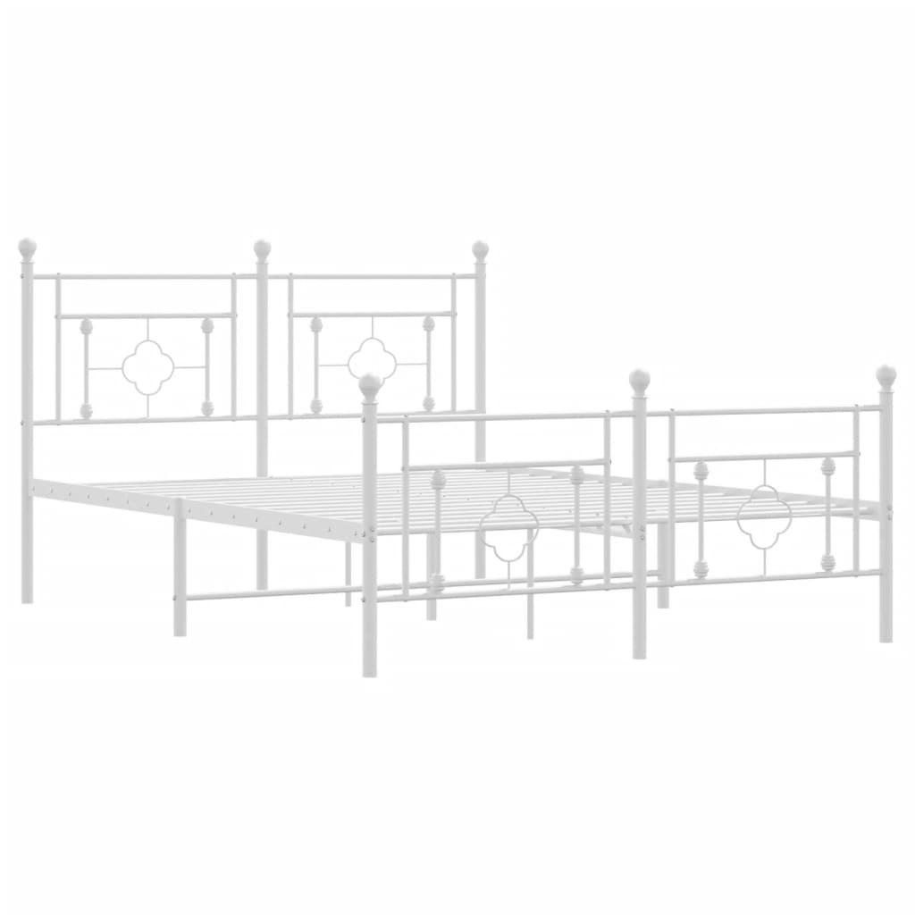 Cadre de lit métal sans matelas et pied de lit blanc 140x190 cm - XIOS