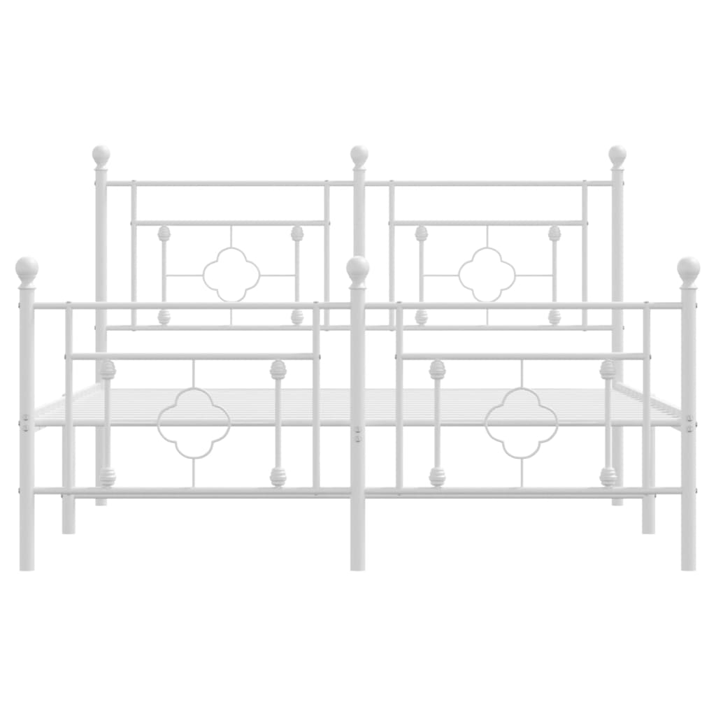 Cadre de lit métal sans matelas et pied de lit blanc 140x190 cm - XIOS