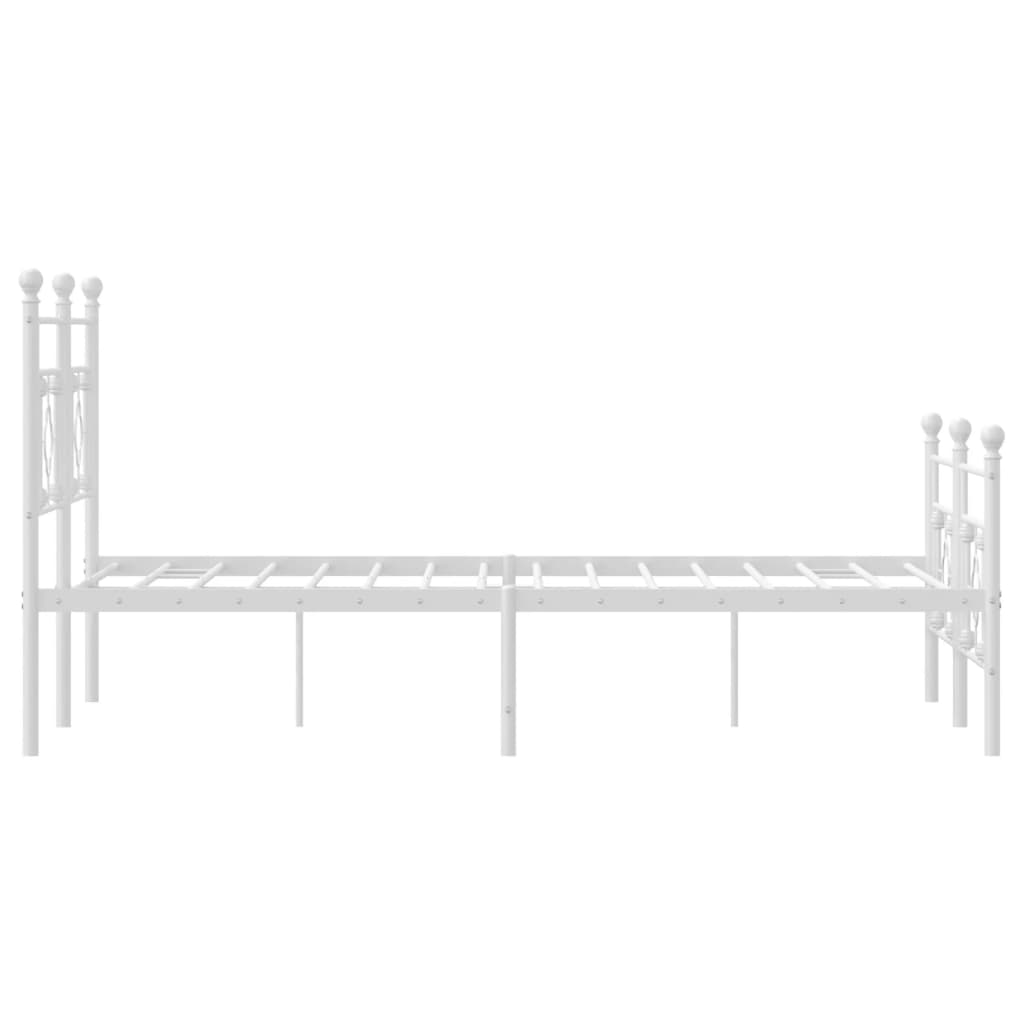 Cadre de lit métal sans matelas et pied de lit blanc 140x200 cm - XIOS