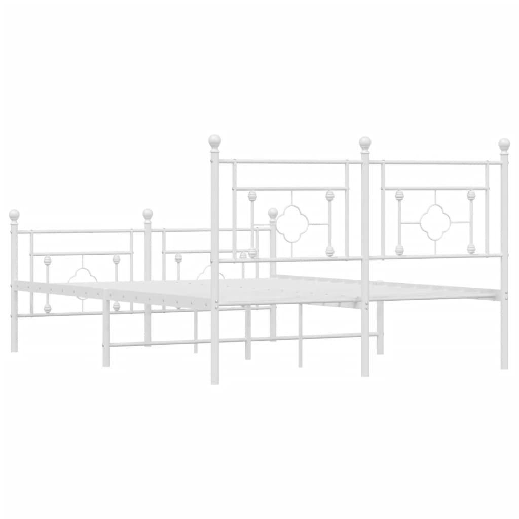 Cadre de lit métal sans matelas et pied de lit blanc 140x200 cm - XIOS