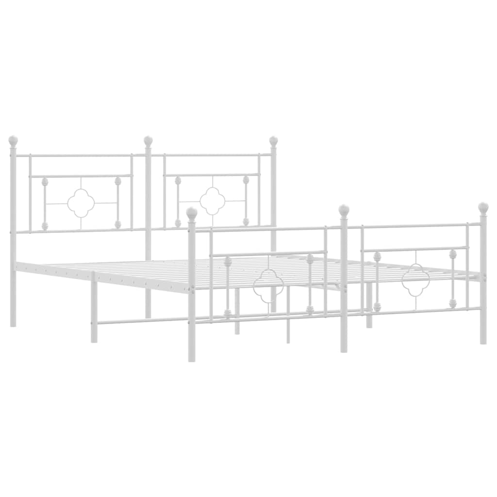 Cadre de lit métal sans matelas et pied de lit blanc 150x200 cm - XIOS