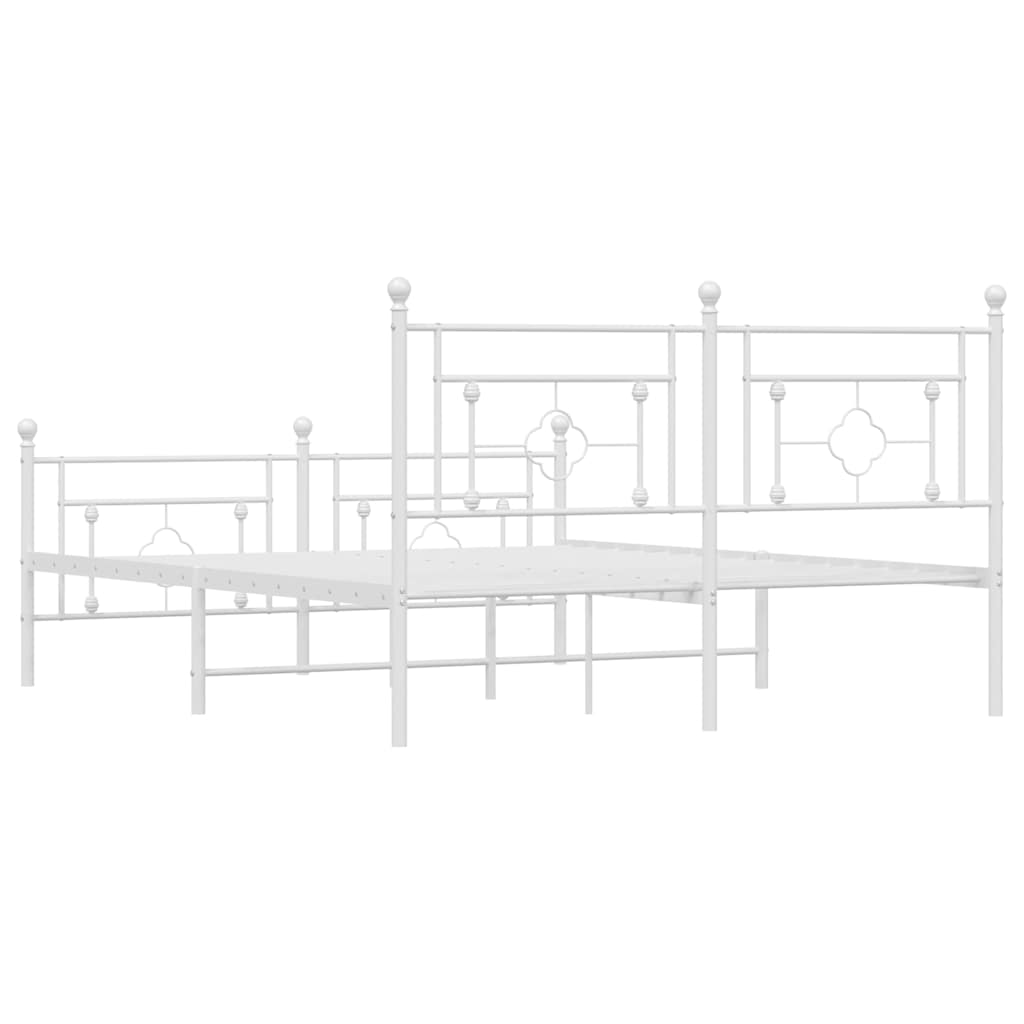 Cadre de lit métal sans matelas et pied de lit blanc 150x200 cm - XIOS