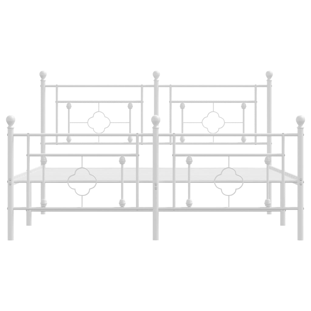 Cadre de lit métal sans matelas et pied de lit blanc 160x200 cm - XIOS