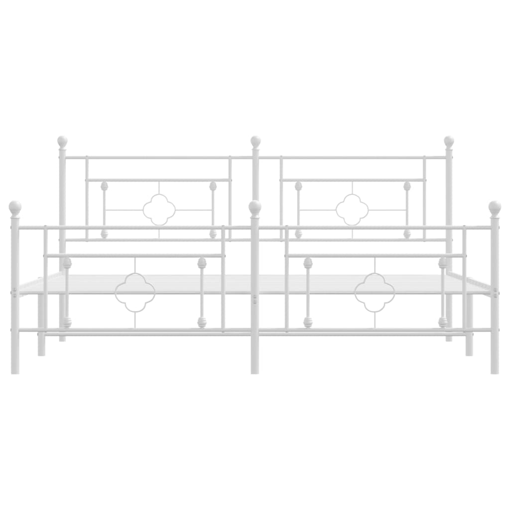 Cadre de lit métal sans matelas et pied de lit blanc 183x213 cm - XIOS