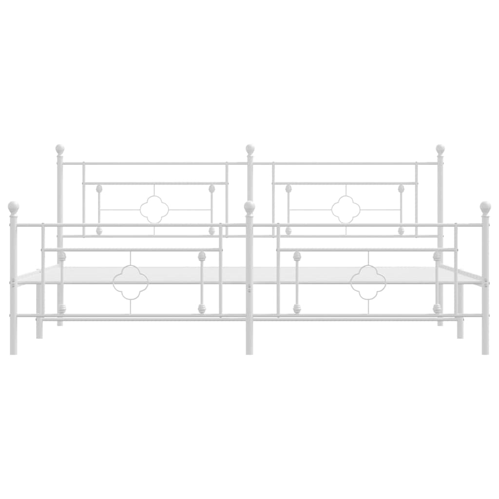 Cadre de lit métal sans matelas et pied de lit blanc 193x203 cm - XIOS