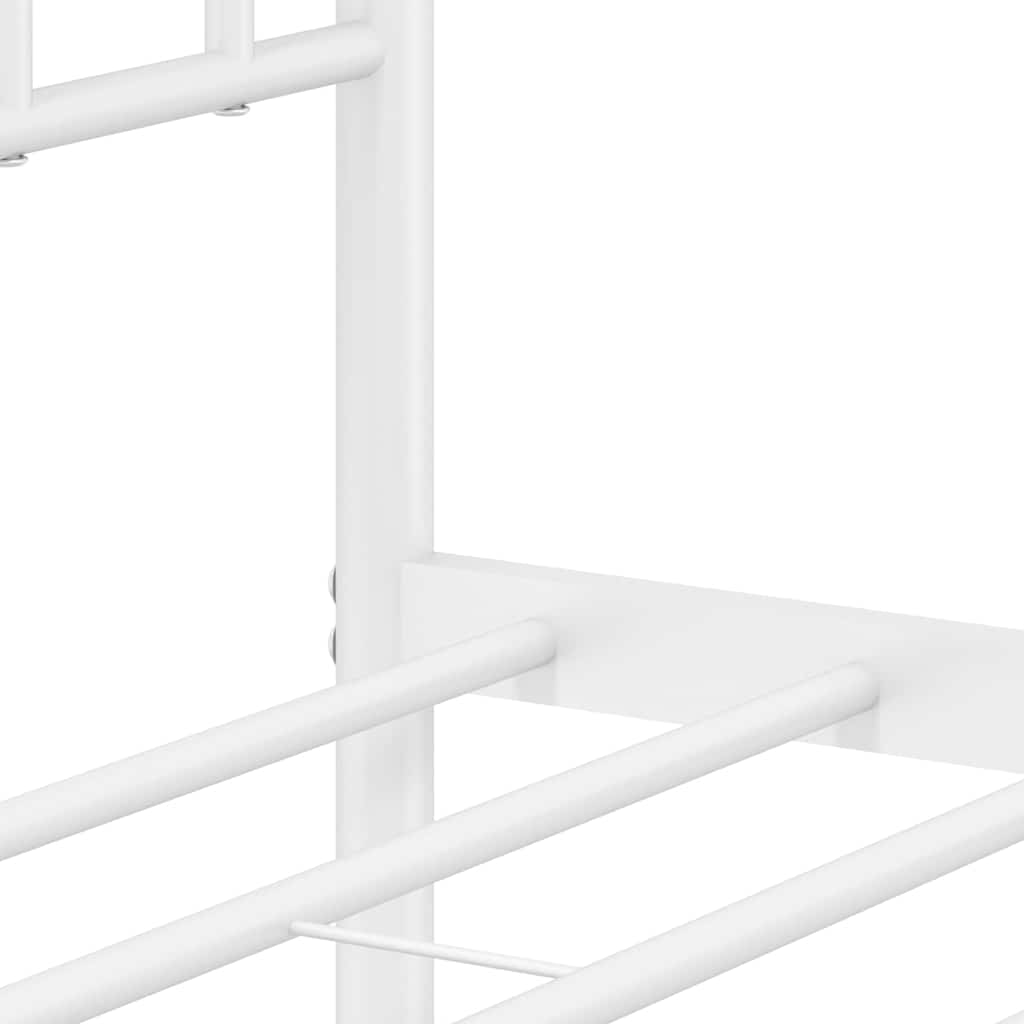 Cadre de lit métal sans matelas et pied de lit blanc 193x203 cm - XIOS