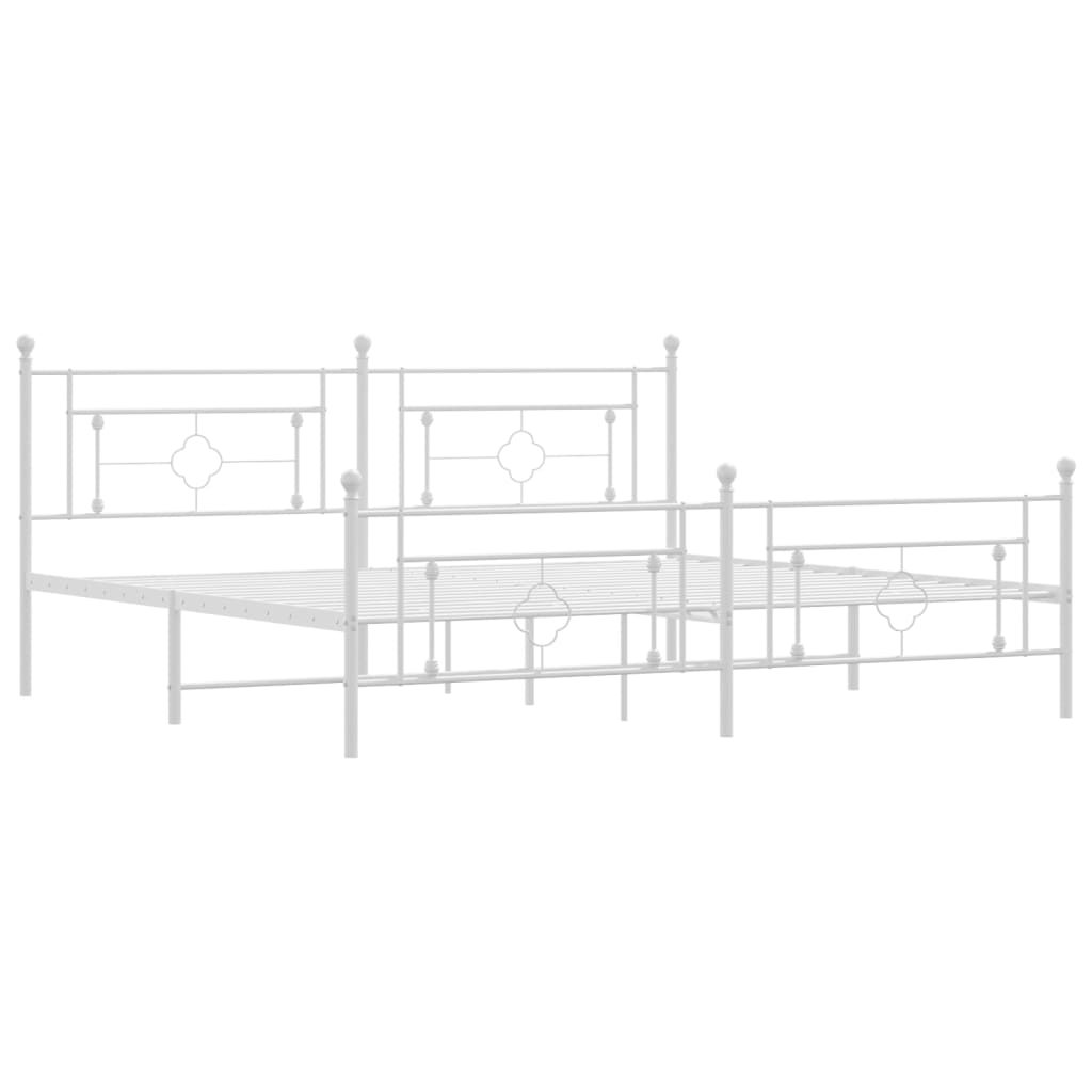 Cadre de lit métal sans matelas et pied de lit blanc 200x200 cm - XIOS