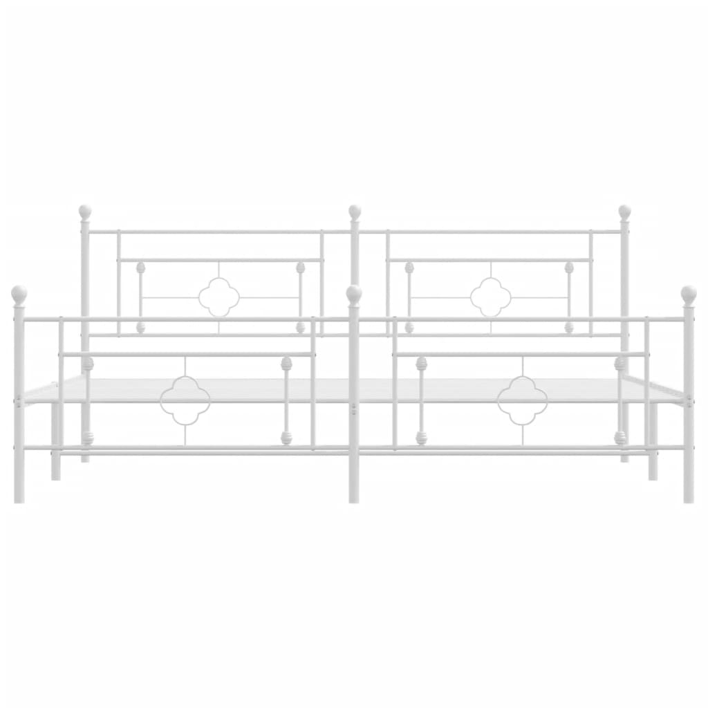 Cadre de lit métal sans matelas et pied de lit blanc 200x200 cm - XIOS