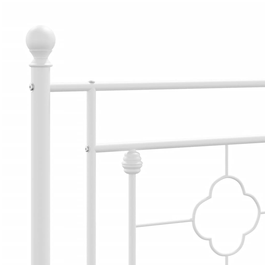 Cadre de lit métal sans matelas et pied de lit blanc 200x200 cm - XIOS