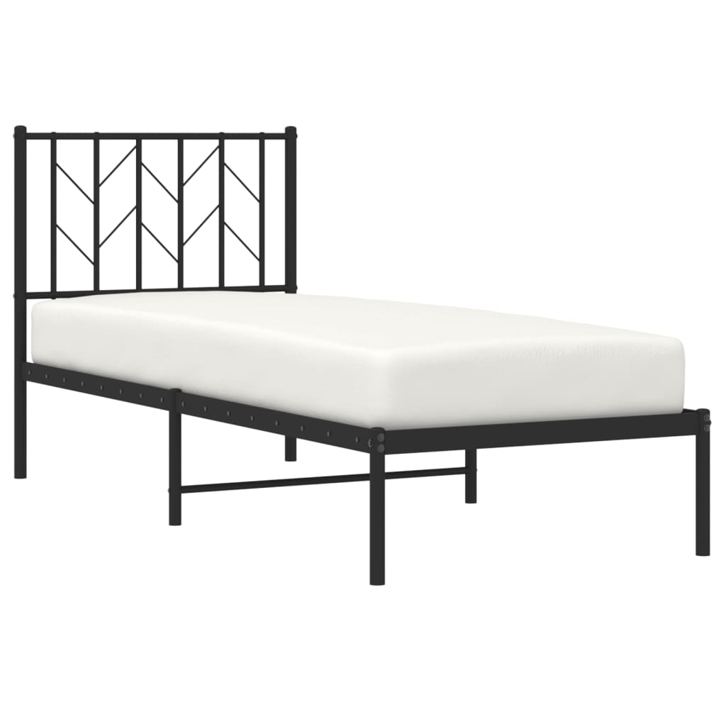 Cadre de lit métal sans matelas avec tête de lit noir 75x190 cm - XIOS