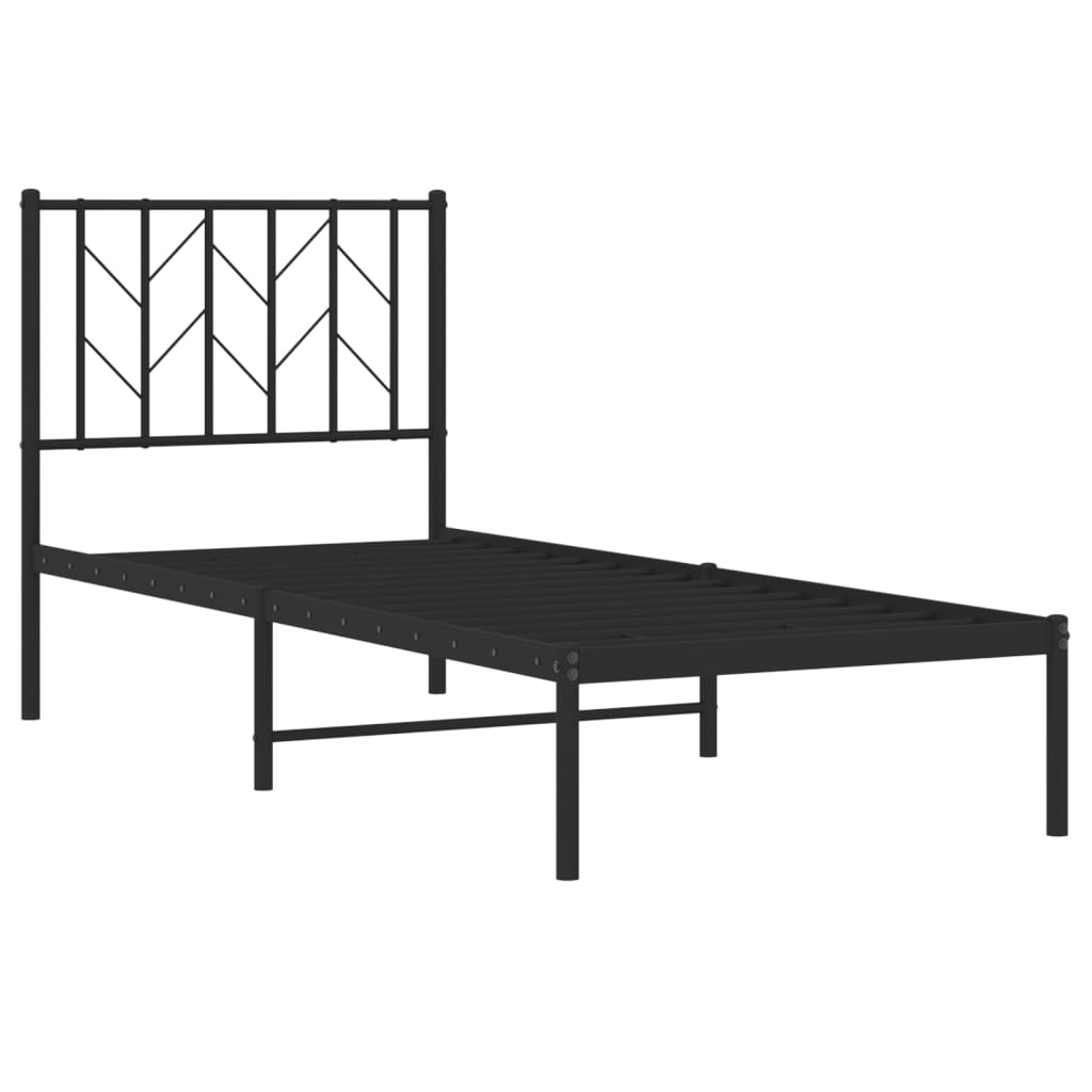 Cadre de lit métal sans matelas avec tête de lit noir 75x190 cm - XIOS