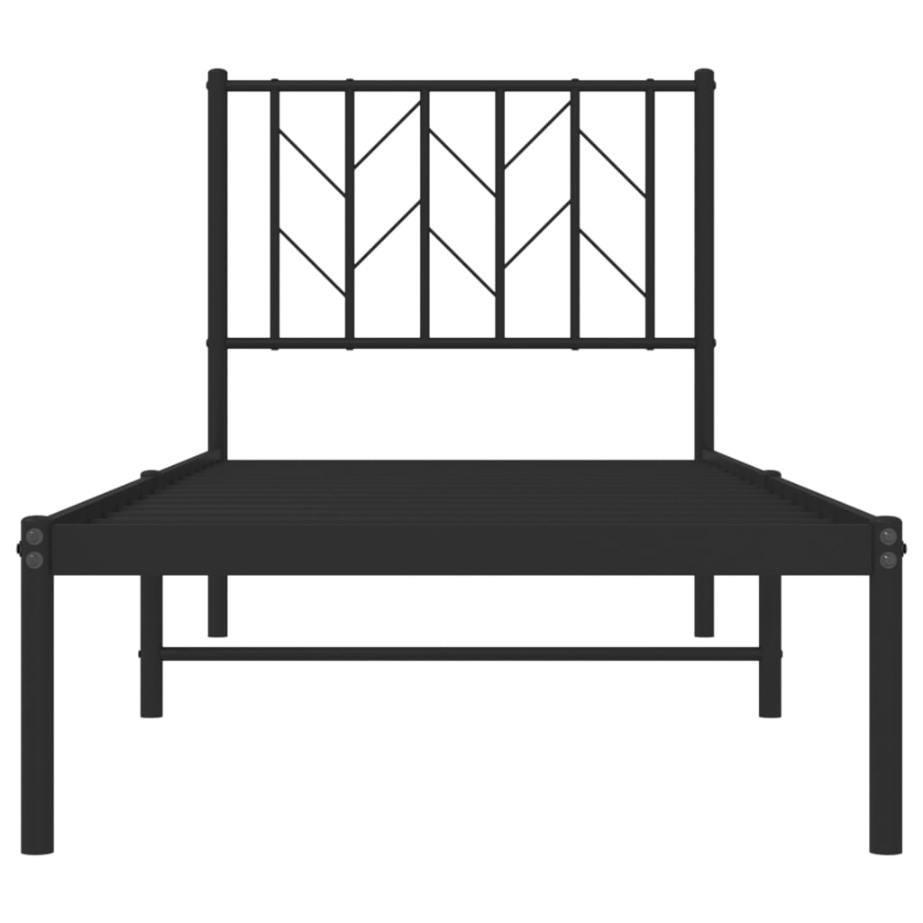 Cadre de lit métal sans matelas avec tête de lit noir 75x190 cm - XIOS