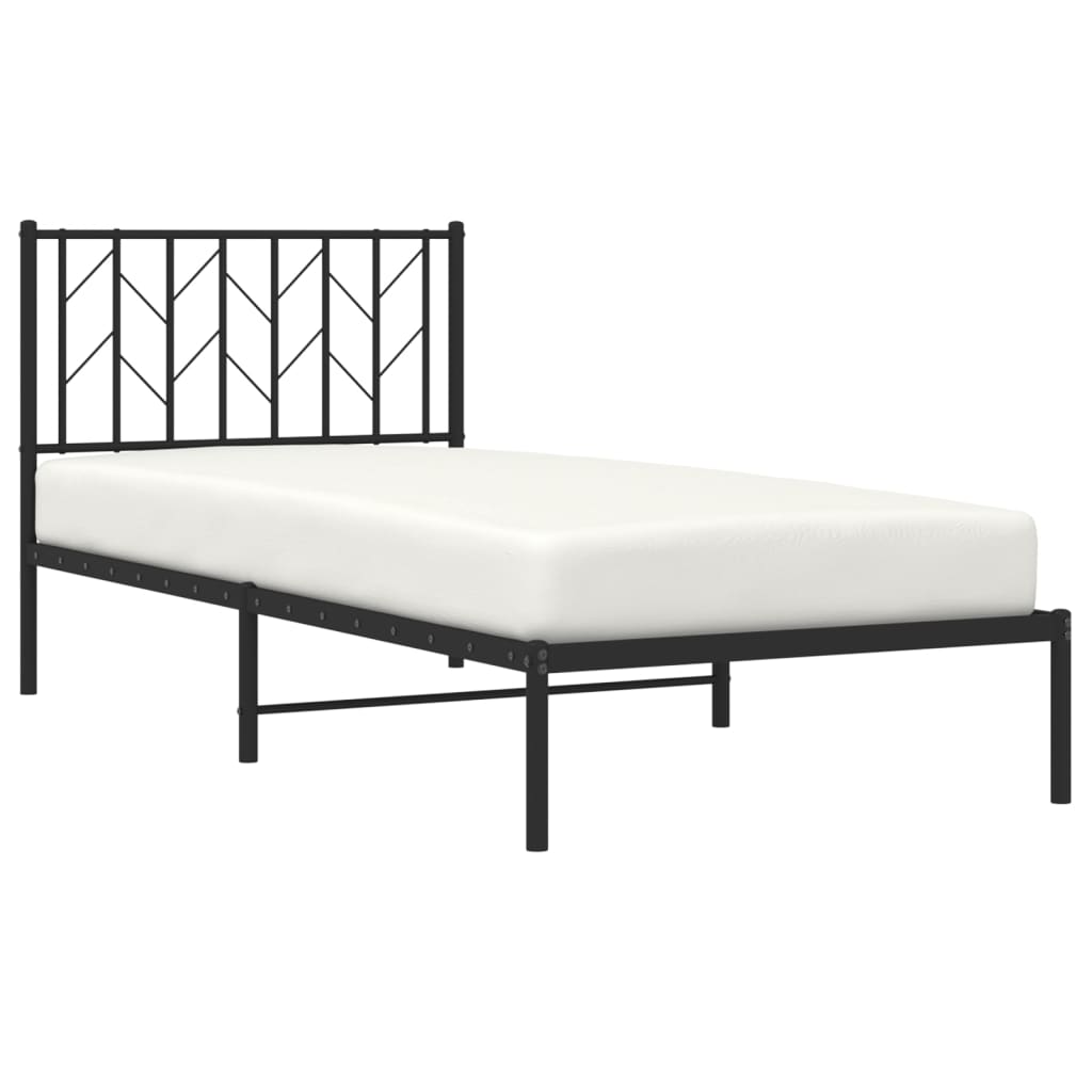 Cadre de lit métal sans matelas avec tête de lit noir 90x190 cm - XIOS