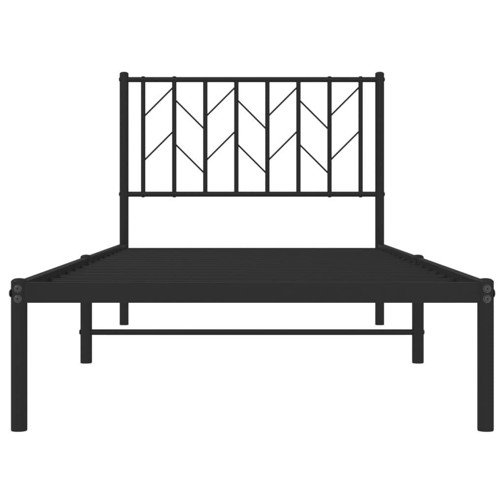 Cadre de lit métal sans matelas avec tête de lit noir 90x190 cm - XIOS