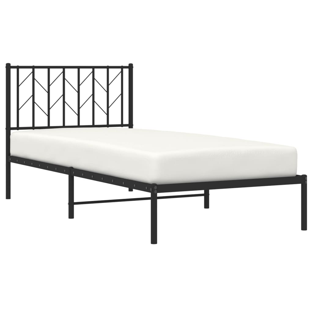 Cadre de lit métal sans matelas avec tête de lit noir 90x200 cm - XIOS
