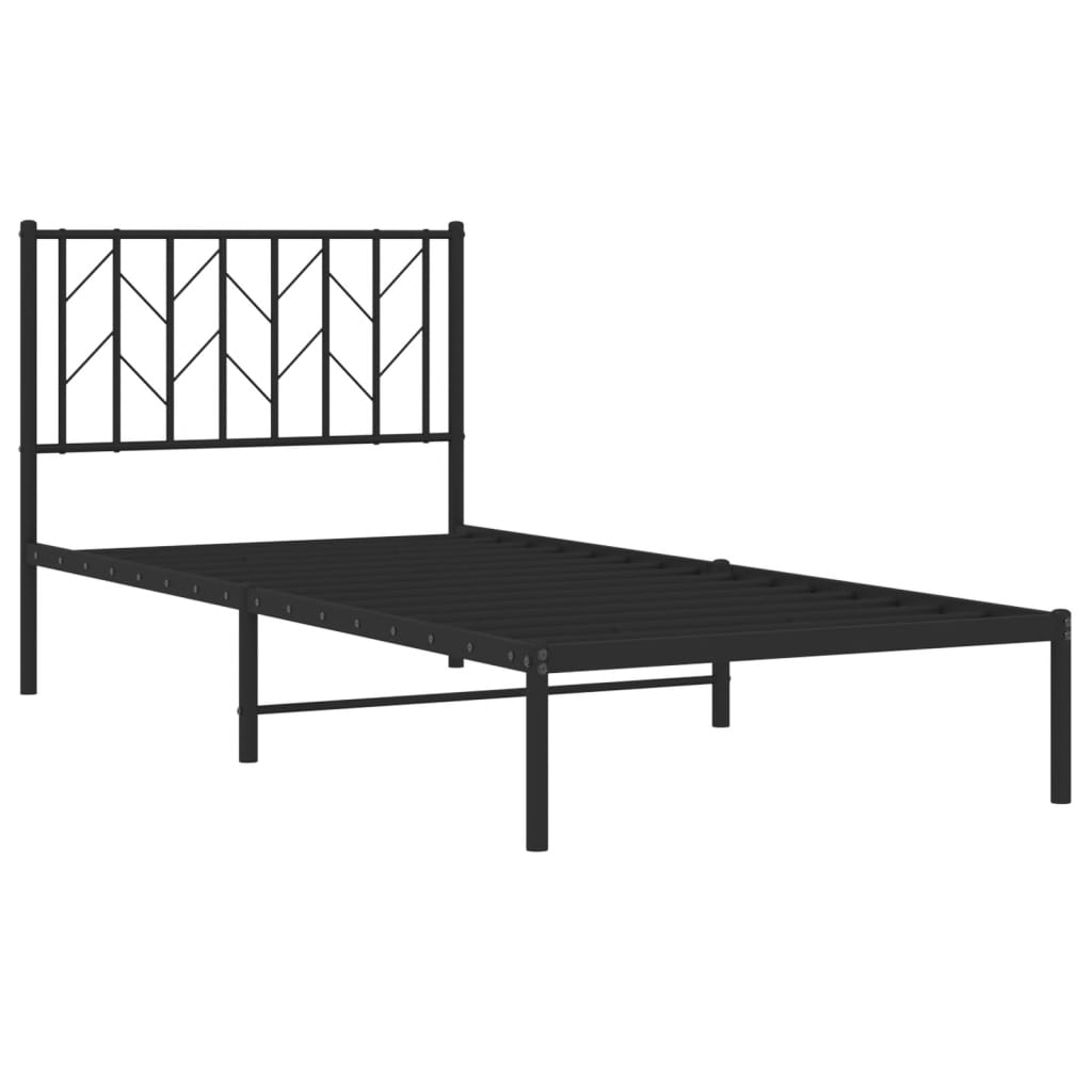 Cadre de lit métal sans matelas avec tête de lit noir 90x200 cm - XIOS