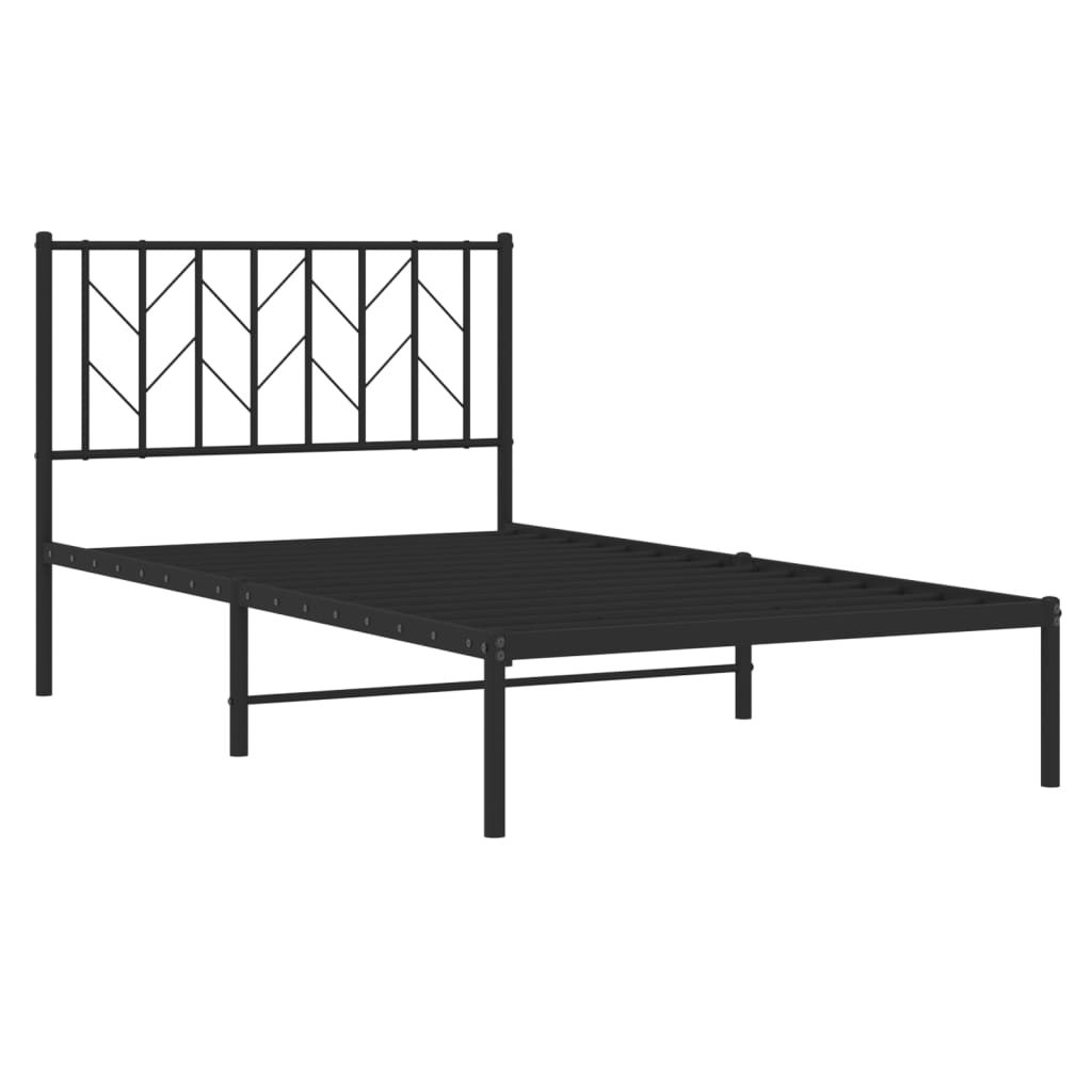 Cadre de lit métal sans matelas avec tête de lit noir 100x190cm - XIOS