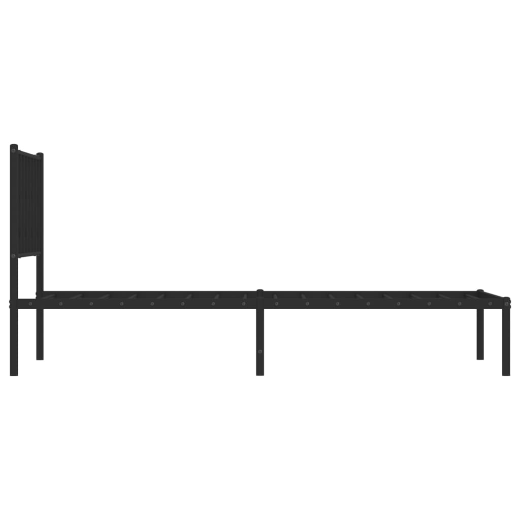 Cadre de lit métal sans matelas avec tête de lit noir 100x190cm - XIOS