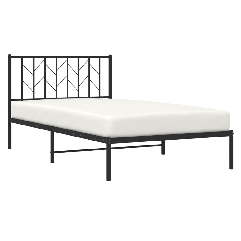 Cadre de lit métal sans matelas avec tête de lit noir 107x203cm - XIOS