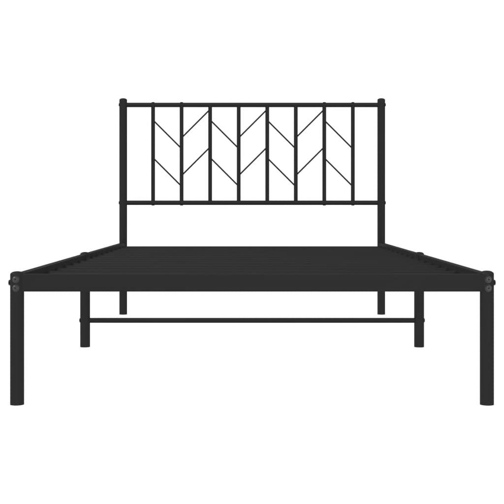Cadre de lit métal sans matelas avec tête de lit noir 107x203cm - XIOS