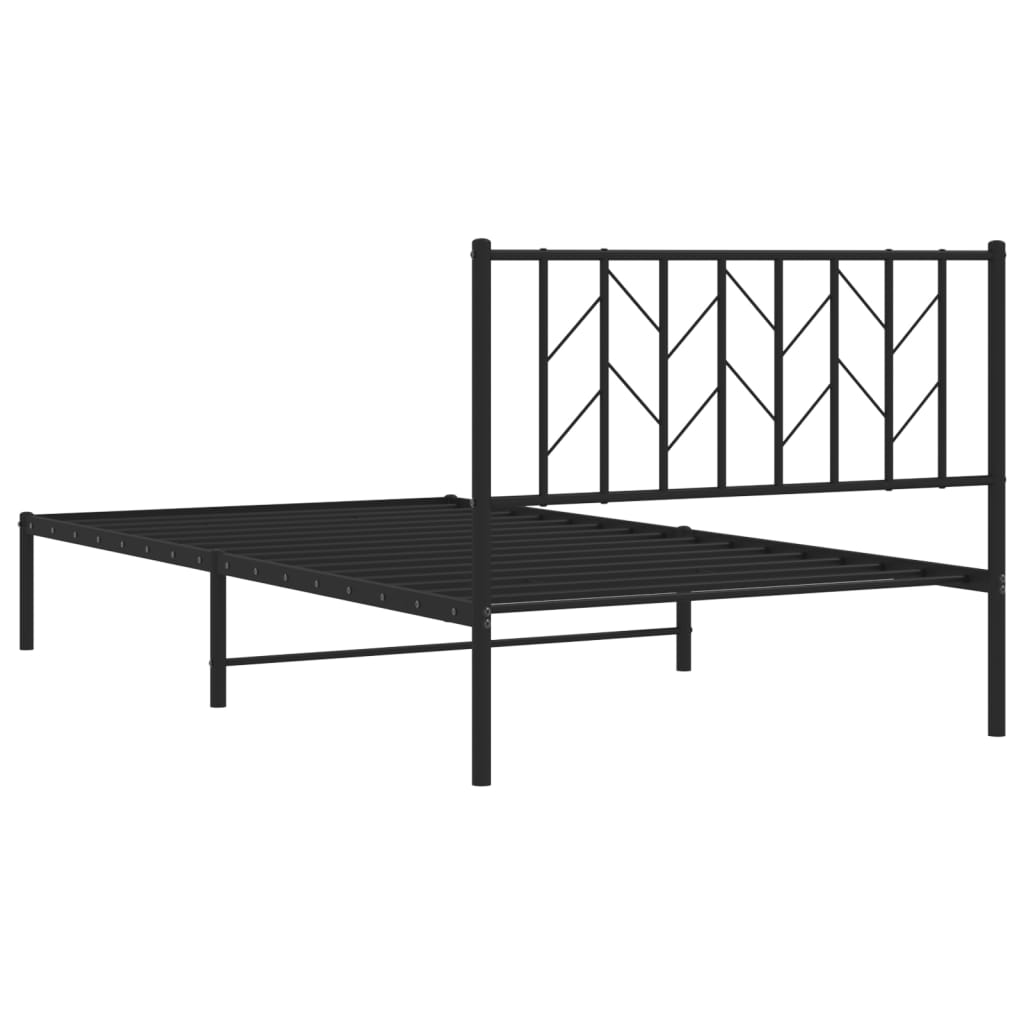 Cadre de lit métal sans matelas avec tête de lit noir 107x203cm - XIOS