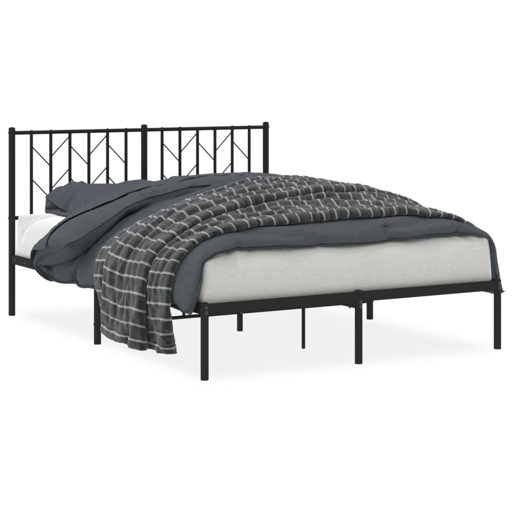 Cadre de lit métal sans matelas avec tête de lit noir 140x190cm - XIOS