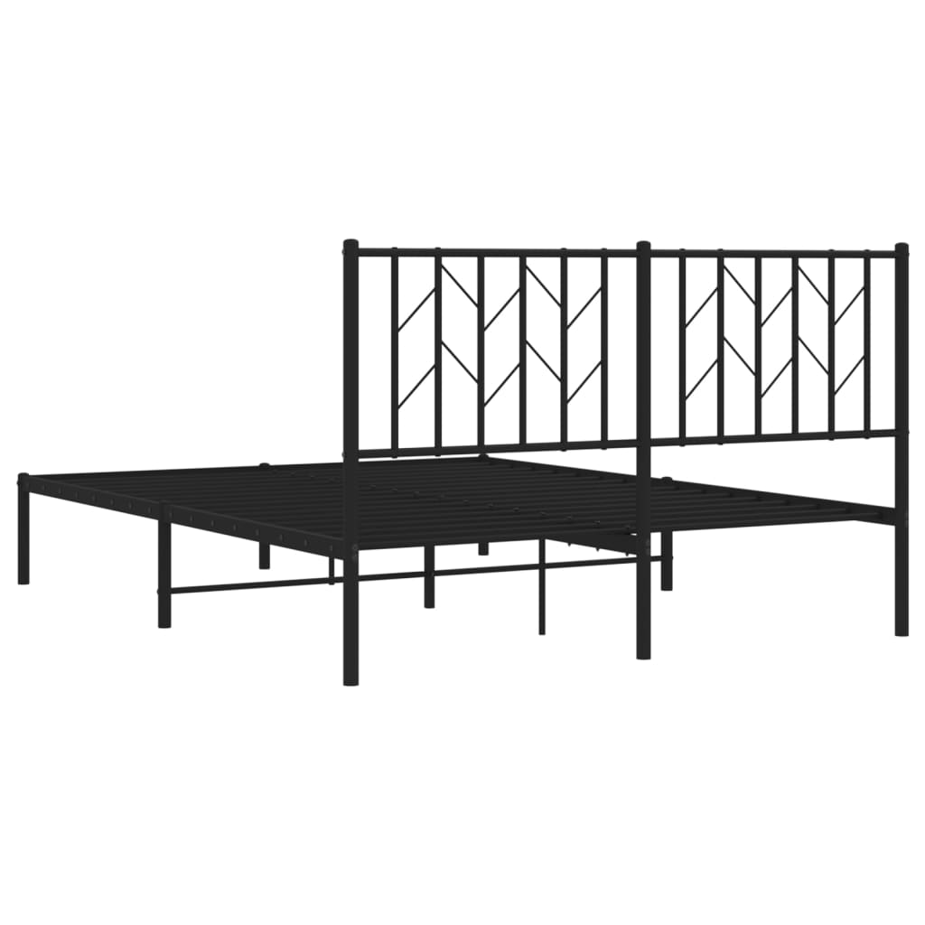 Cadre de lit métal sans matelas avec tête de lit noir 140x190cm - XIOS