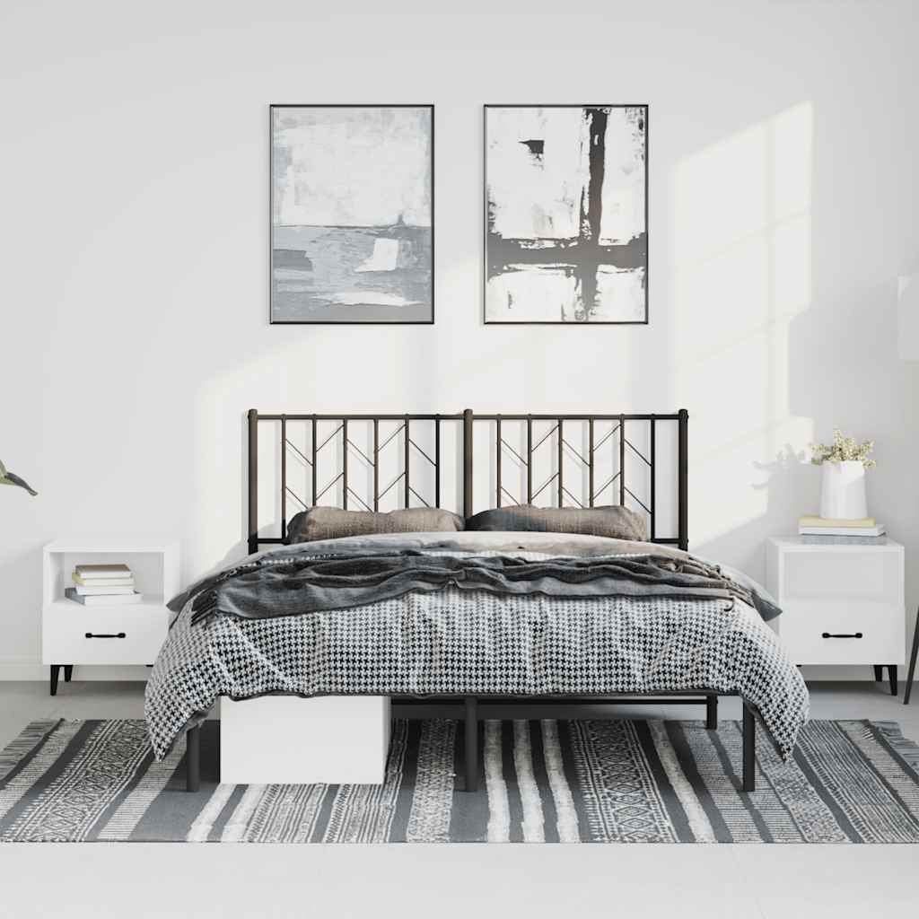 Cadre de lit métal sans matelas avec tête de lit noir 150x200cm - XIOS