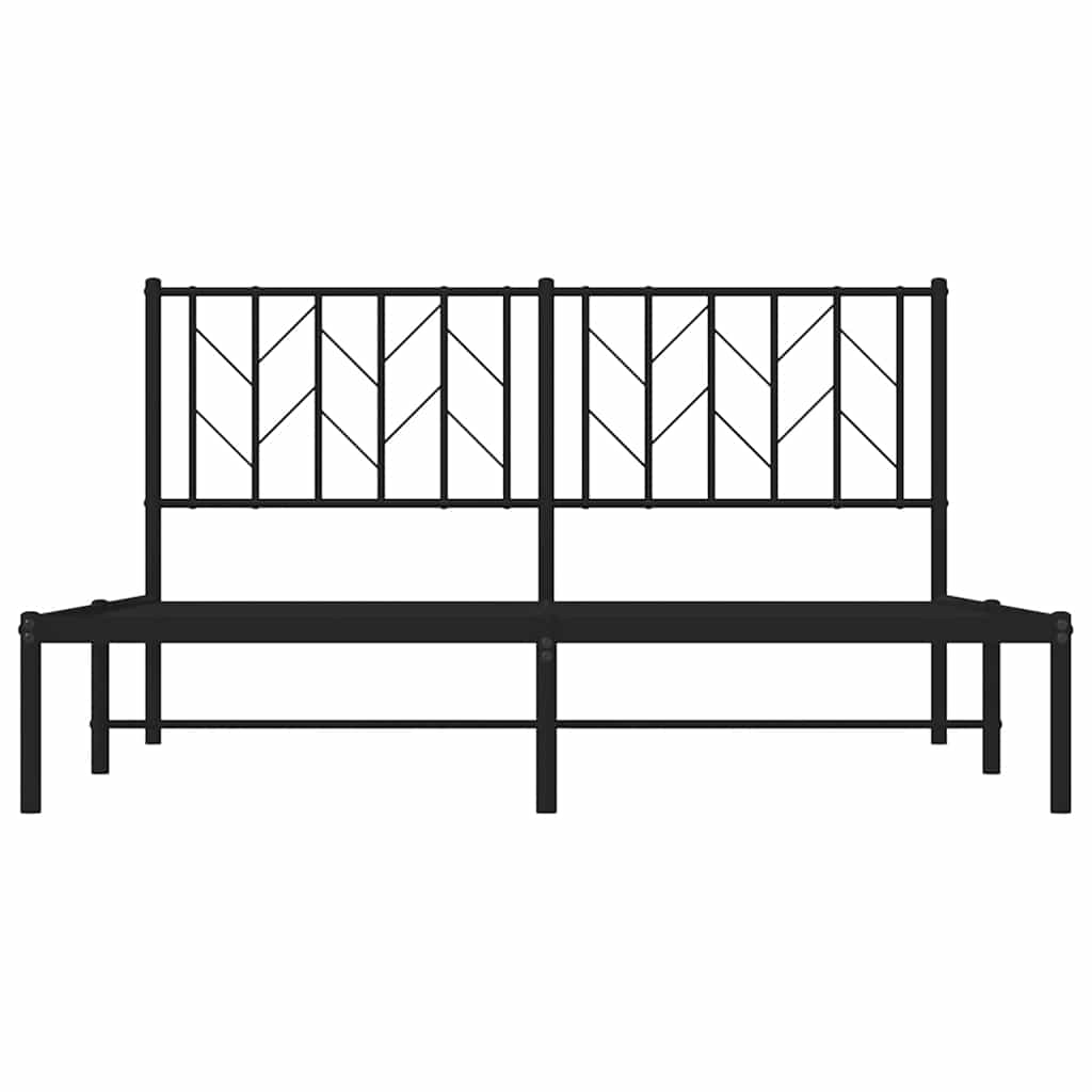 Cadre de lit métal sans matelas avec tête de lit noir 150x200cm - XIOS