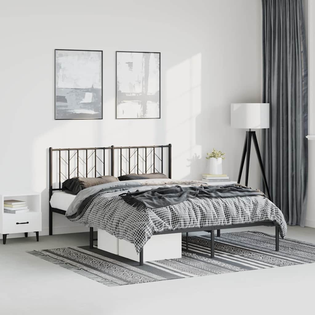 Cadre de lit métal sans matelas avec tête de lit noir 150x200cm - XIOS