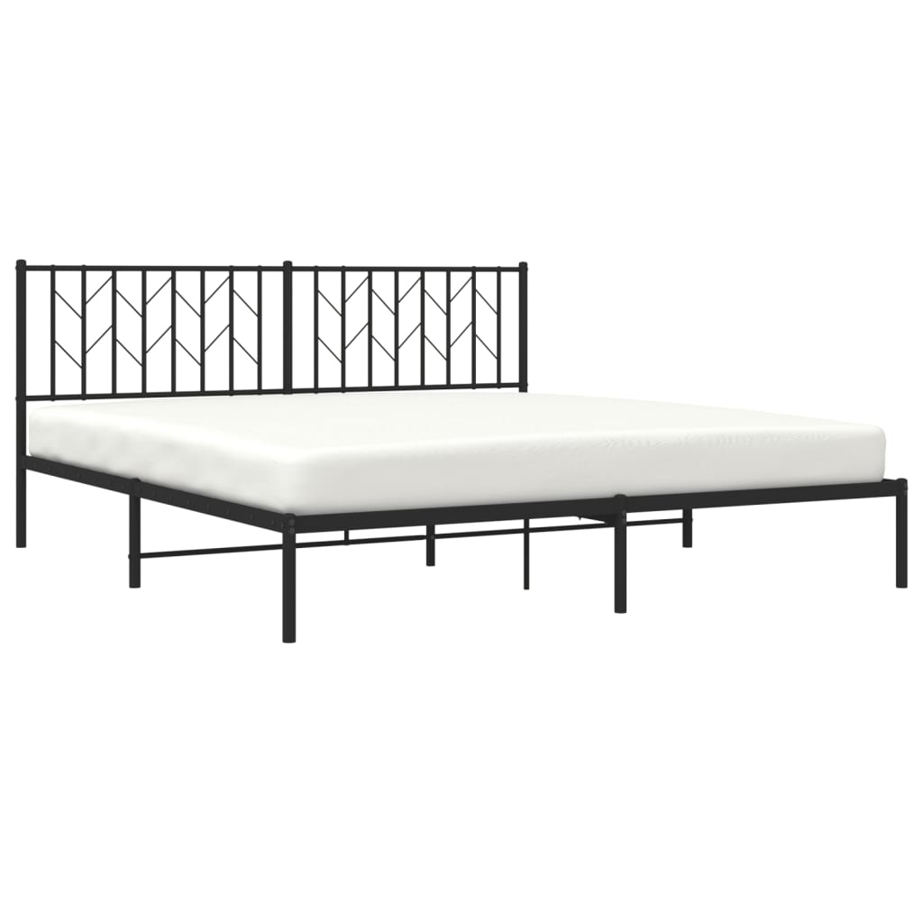 Cadre de lit métal sans matelas et tête de lit noir 180x200 cm - XIOS