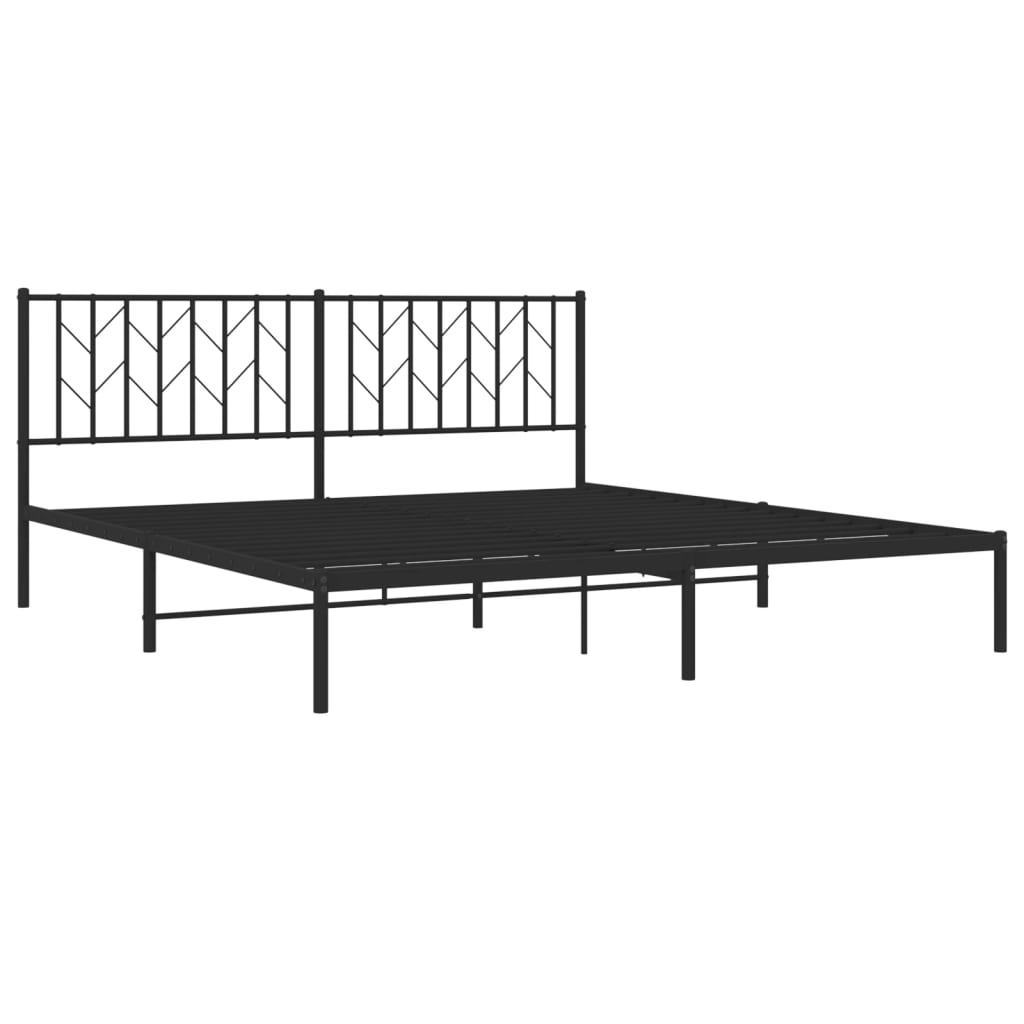 Cadre de lit métal sans matelas et tête de lit noir 180x200 cm - XIOS