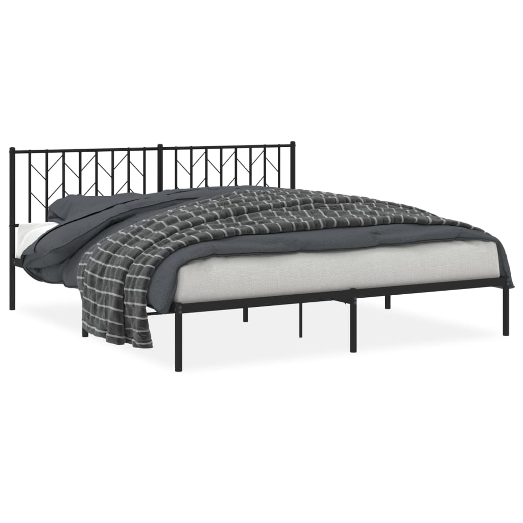 Cadre de lit métal sans matelas avec tête de lit noir 183x213cm - XIOS