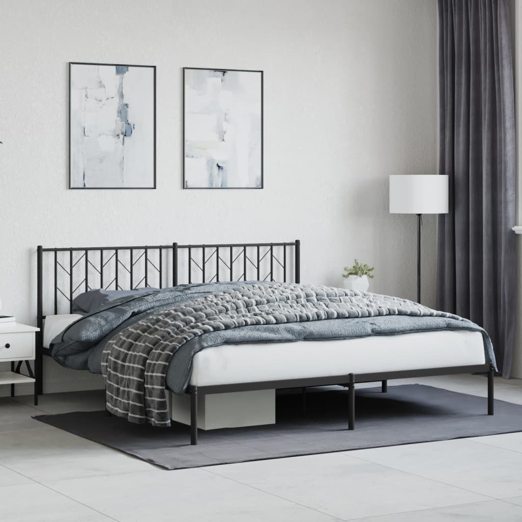 Cadre de lit métal sans matelas avec tête de lit noir 183x213cm - XIOS