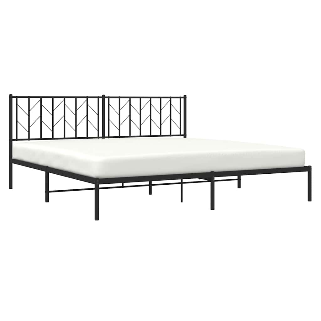Cadre de lit métal sans matelas avec tête de lit noir 193x203cm - XIOS