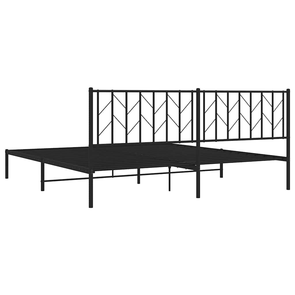Cadre de lit métal sans matelas avec tête de lit noir 193x203cm - XIOS