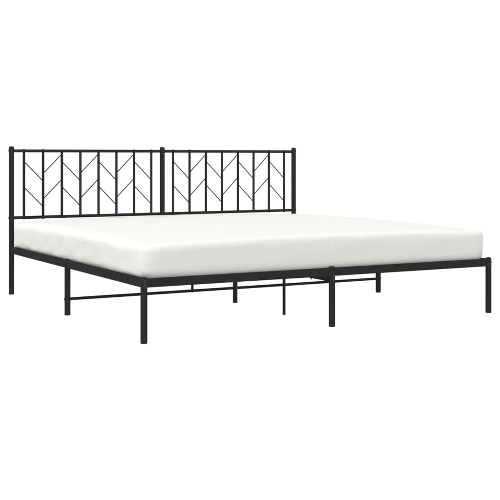 Cadre de lit métal sans matelas avec tête de lit noir 200x200cm - XIOS