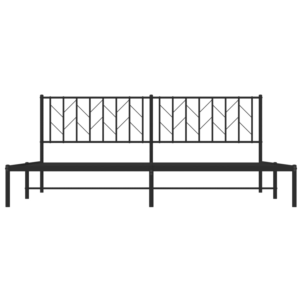Cadre de lit métal sans matelas avec tête de lit noir 200x200cm - XIOS