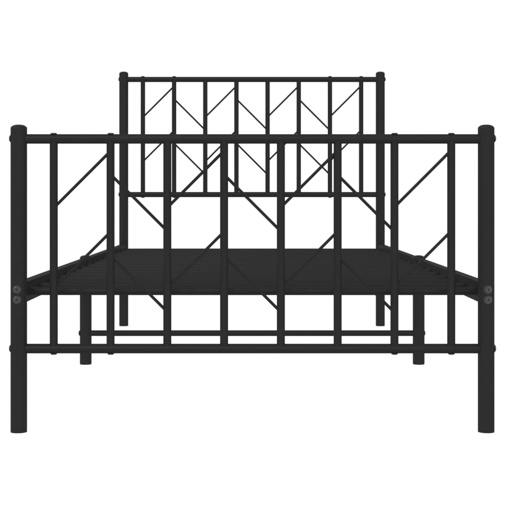 Cadre de lit métal sans matelas avec pied de lit noir 90x190 cm - XIOS
